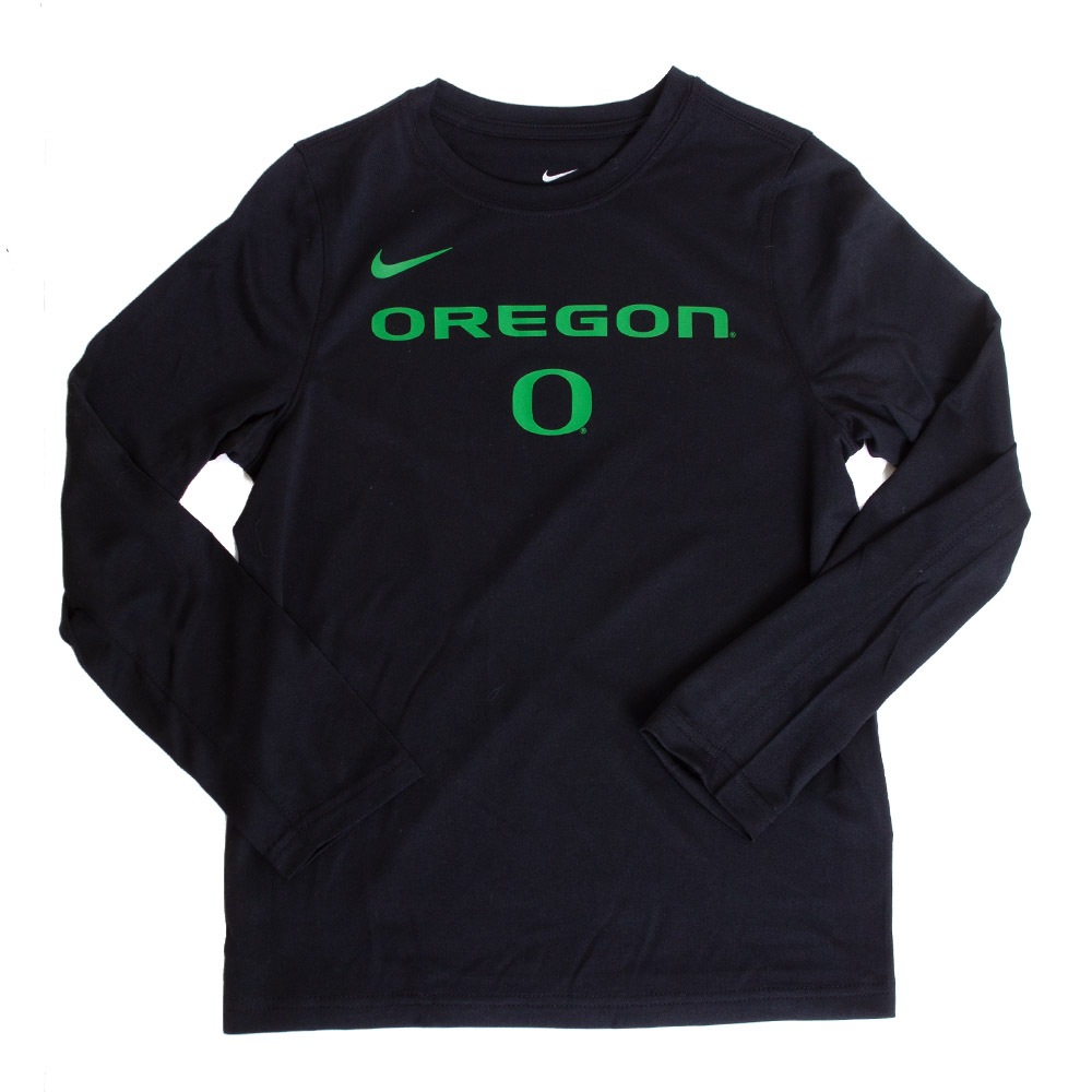 Classic Oregon O, Nike, Black, Long Sleeve, Performance/Dri-FIT, Kids, Youth, Legend, T-Shirt, 795826